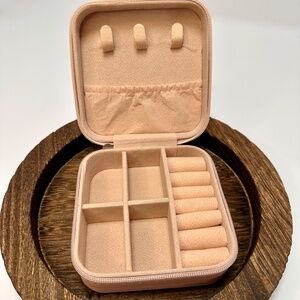 Blush Pink Mini Jewelry Travel Case | Zippered | New